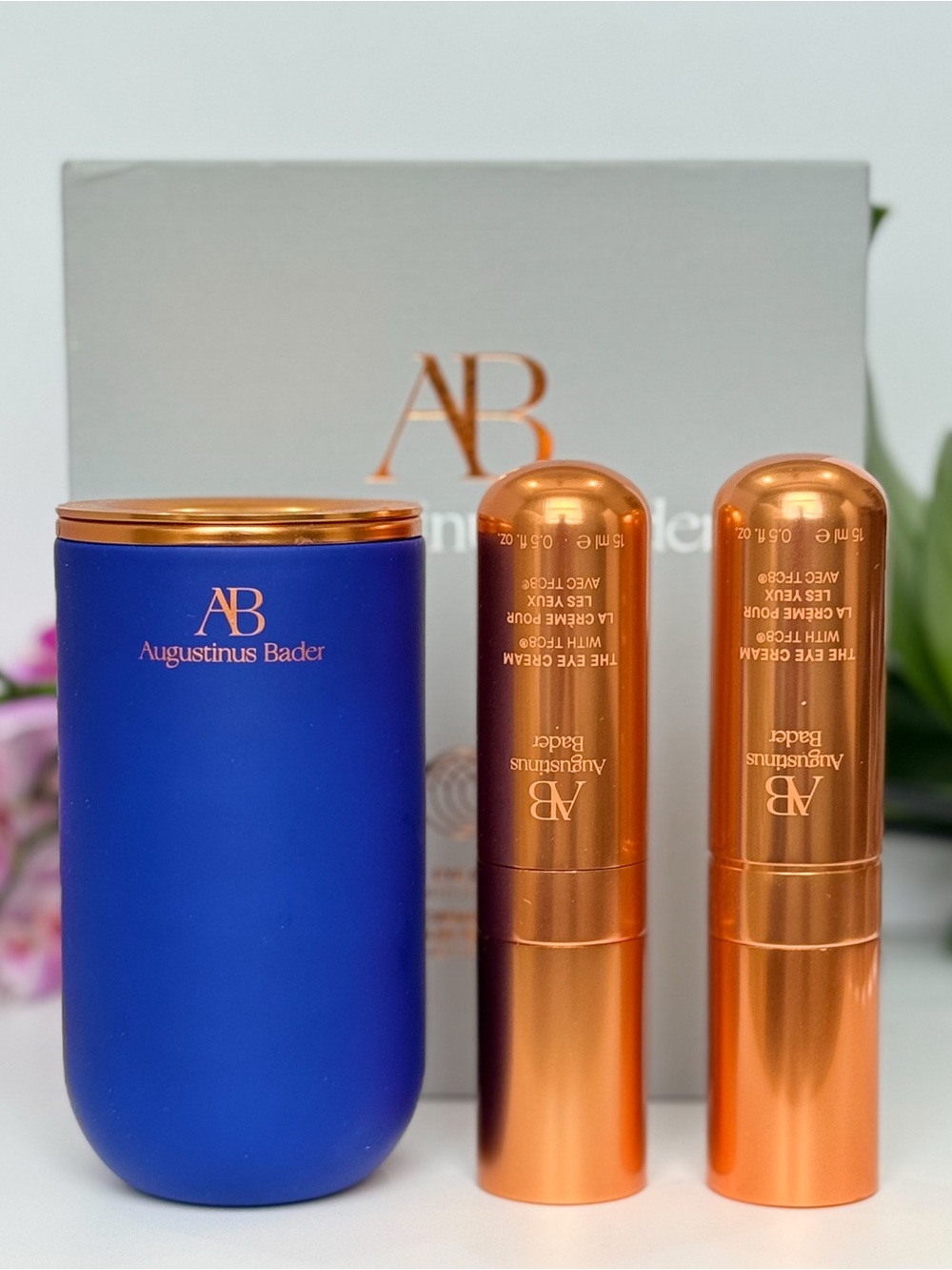 Augustinus Bader Eye Cream Holder + 2 EMPTY Eye Cream Containers + Box
